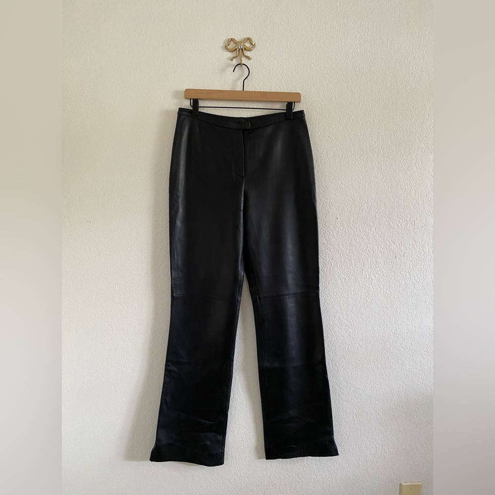 St. John Collection By Marie Gray Leather Black Pants Women’s 6 Straight Leg